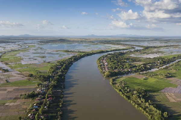 Aqua Mekong's 8-Day Mekong Expedition Upstream Day Eight - Mekong River Drone View