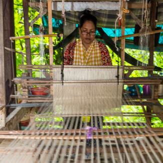 Woman weaving