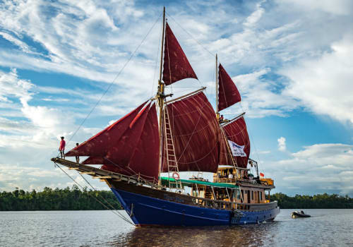 Ship with the red sails up